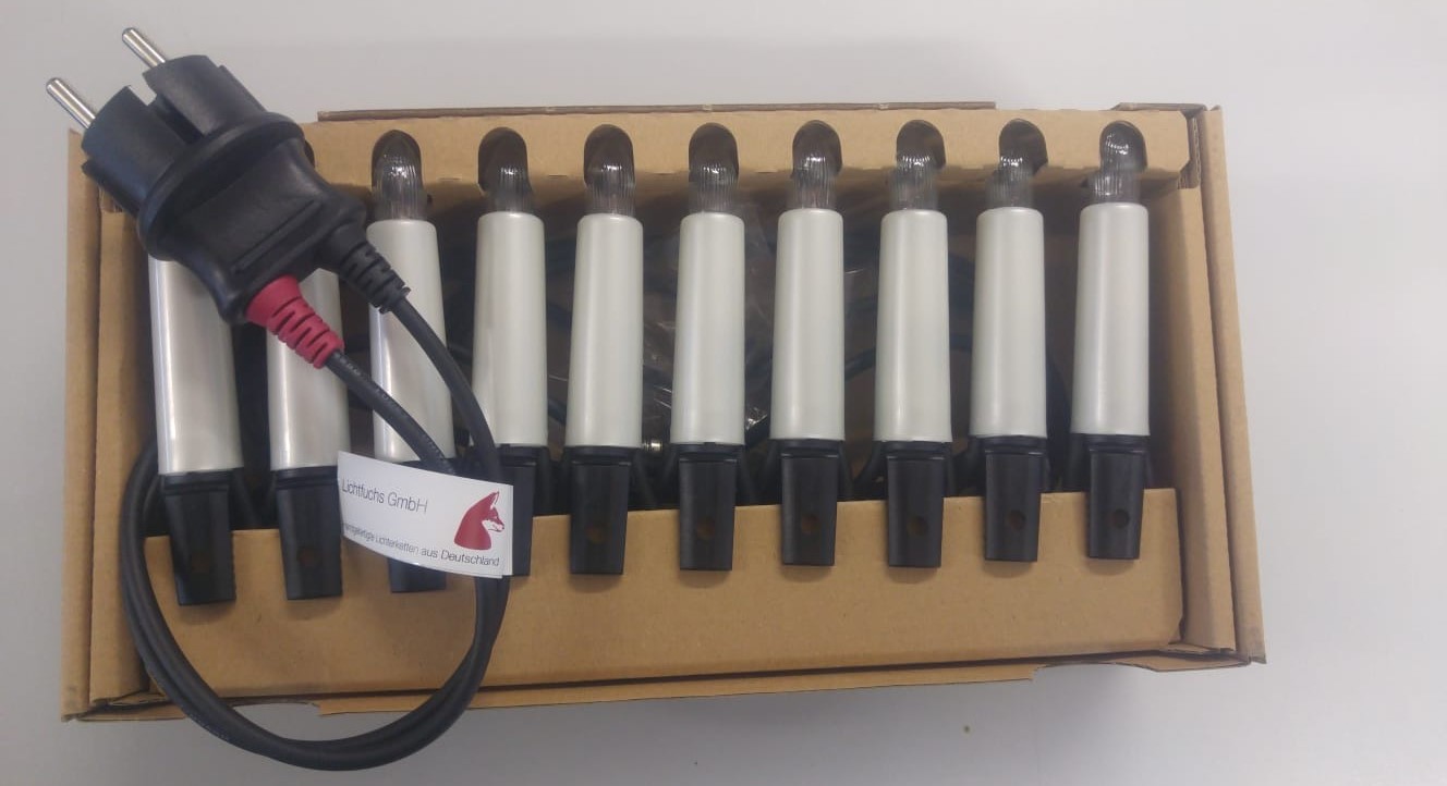 Schwibbogenkette-Außen 10 Perlmuttschaftkerzen 96506, 17cm Kerzenabstand