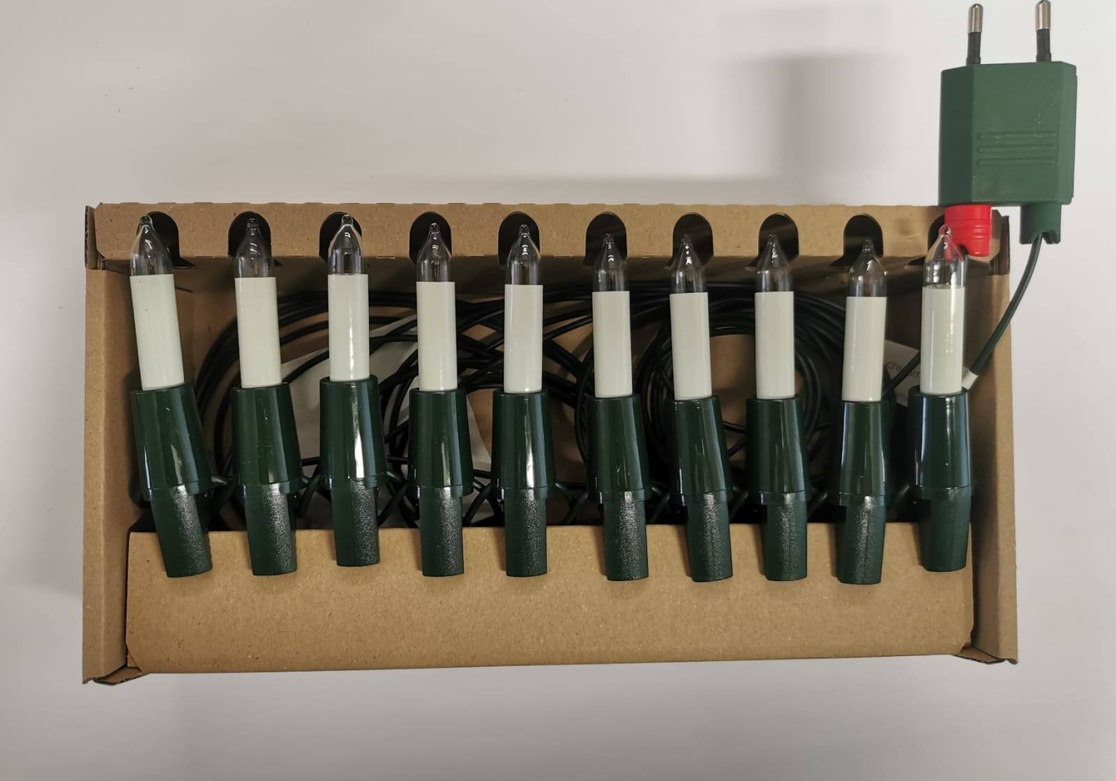 Innenlichterkette 10 Minischaftkerzen, 60cm Kerzenabstand