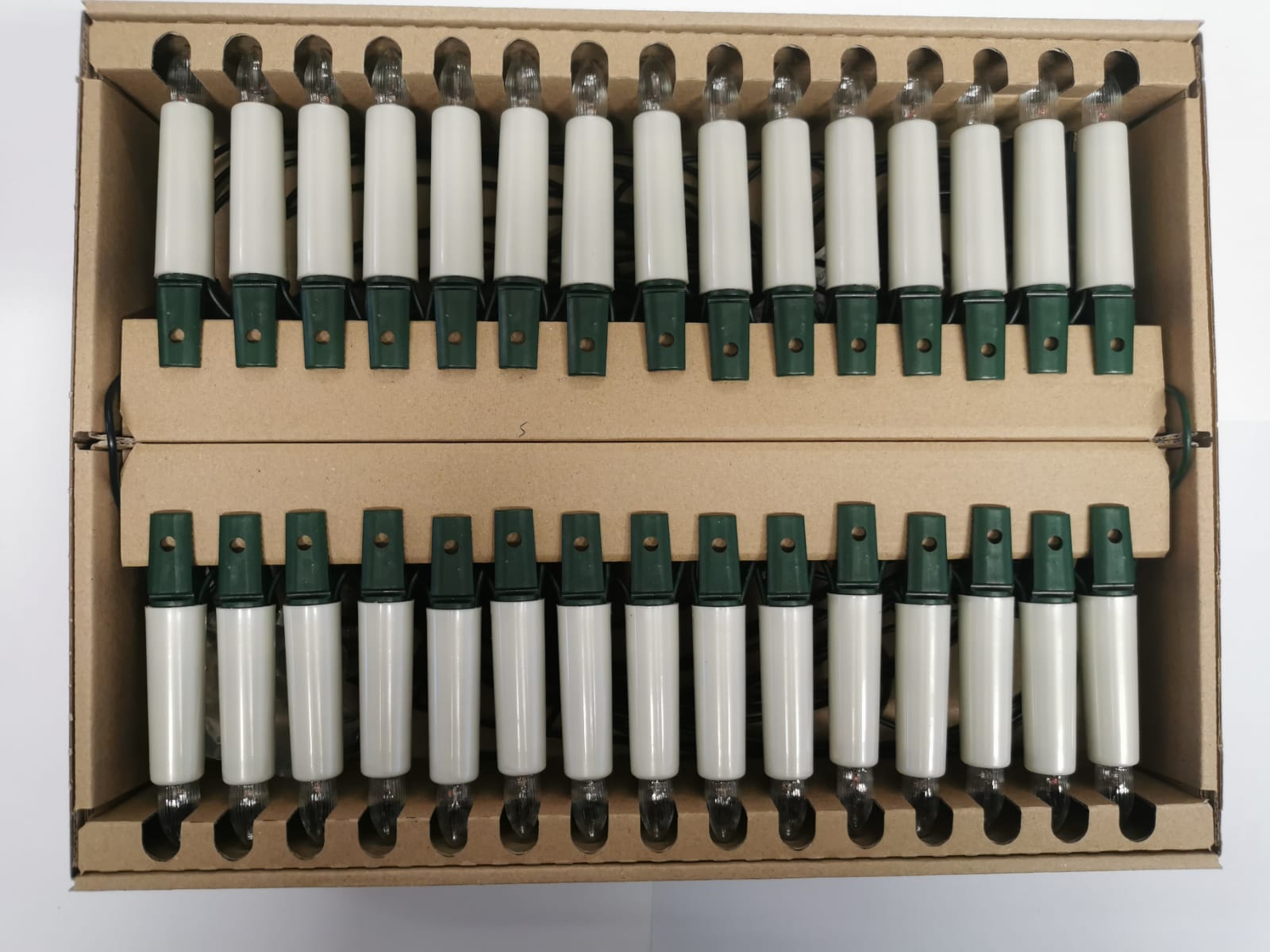 Innenlichterkette 30 Spitzkerzen, 60cm Kerzenabstand, Perlmutt