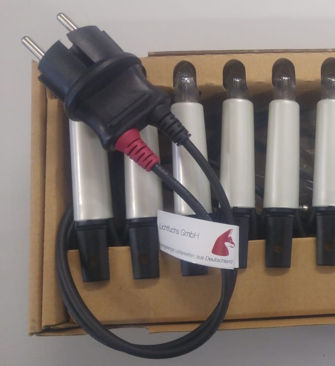 Schwibbogenkette-Außen 15 Perlmuttschaftkerzen, 17cm Kerzenabstand