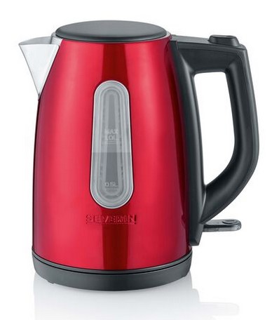 Wasserkocher WK3417 1 L Severin 2200W, schwarz/rot metallic